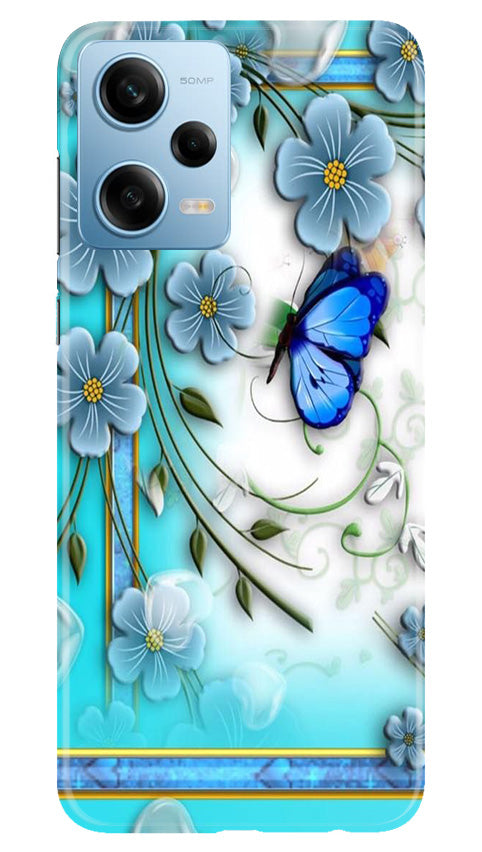 Blue Butterfly Mobile Back Case for Redmi Note 12 5G (Design - 21) Blue Butterfly Case for Redmi Note 12 5G
