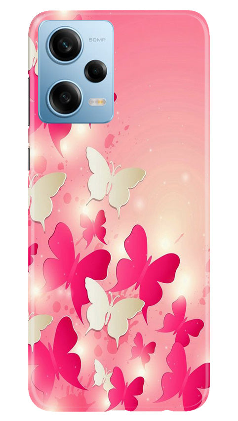 White Pick Butterflies Mobile Back Case for Redmi Note 12 5G (Design - 28) White Pick Butterflies Case for Redmi Note 12 5G