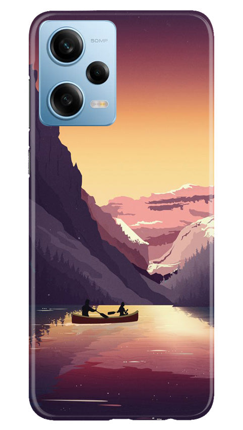 Mountains Boat Mobile Back Case for Poco X5 5G (Design - 150) Mountains Boat Case for Poco X5 5G (Design - 150)
