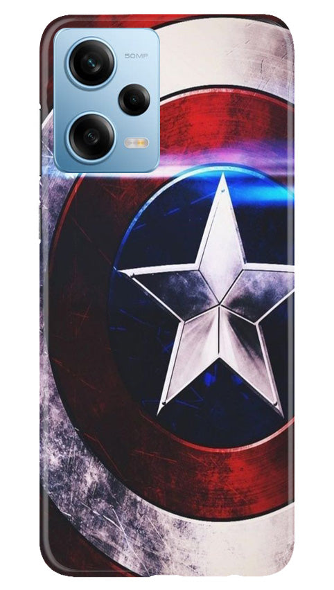 Captain America Shield Mobile Back Case for Redmi Note 12 5G (Design - 219) Captain America Shield Case for Redmi Note 12 5G (Design No. 219)