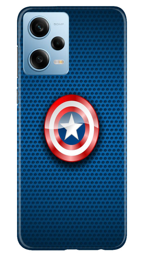 Captain America Shield Mobile Back Case for Redmi Note 12 5G (Design - 222) Captain America Shield Case for Redmi Note 12 5G (Design No. 222)