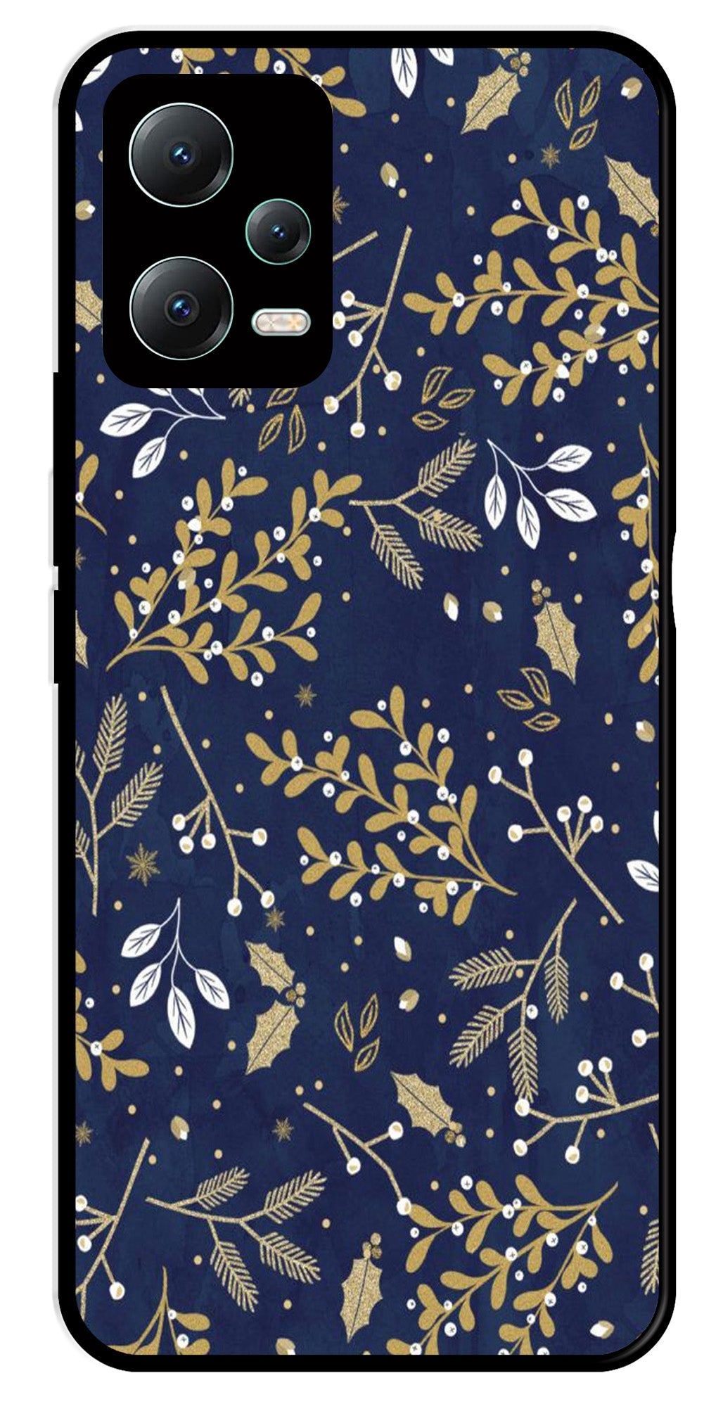 Floral Pattern Metal Mobile Case for Redmi Note 12 Pro 5G Floral Pattern Metal Mobile Case for Redmi Note 12 Pro 5G (Design No -52)
