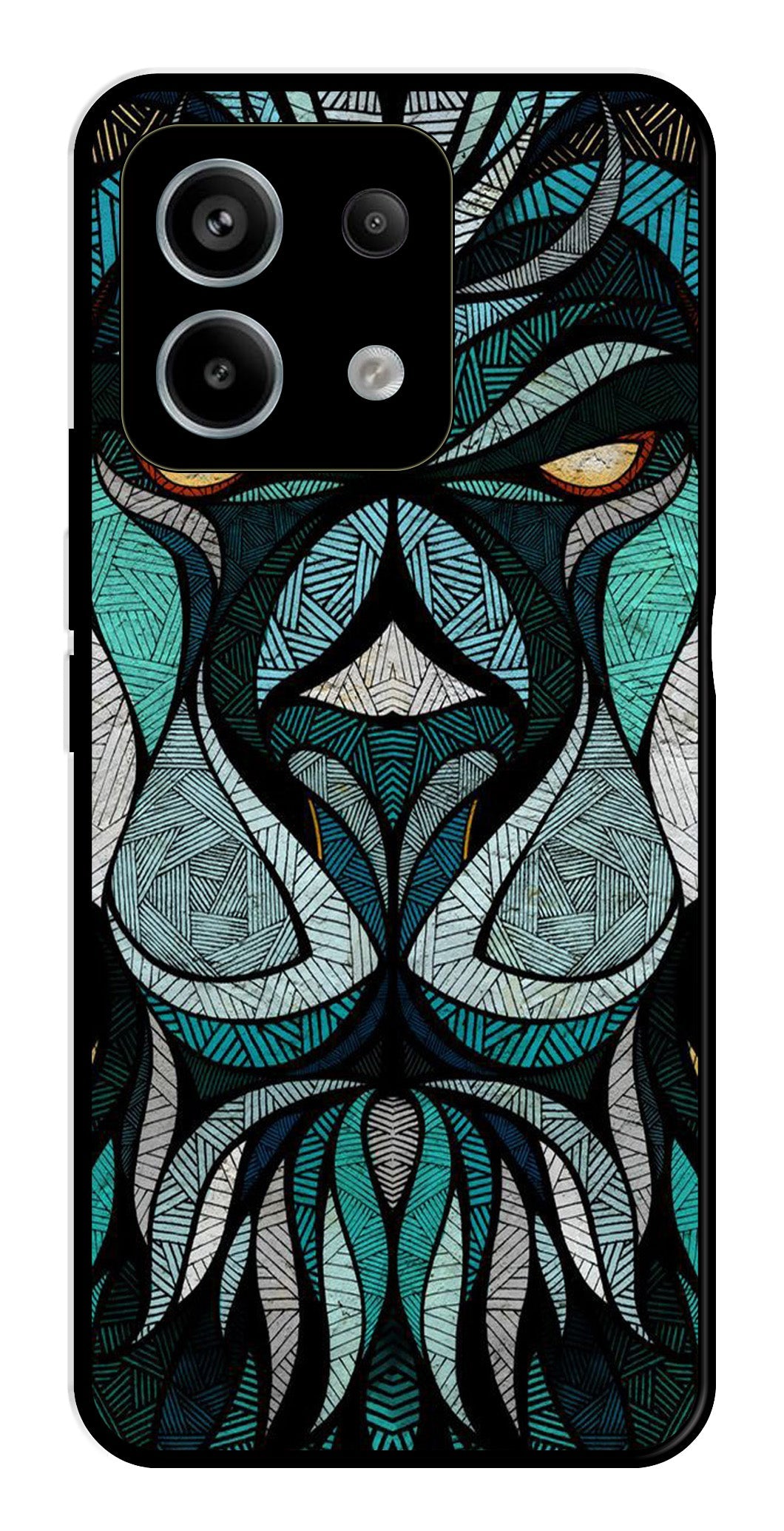 Lion Pattern Metal Mobile Case for Redmi Note 13 5G Lion Pattern Metal Mobile Case for Redmi Note 13 5G (Design No -40)