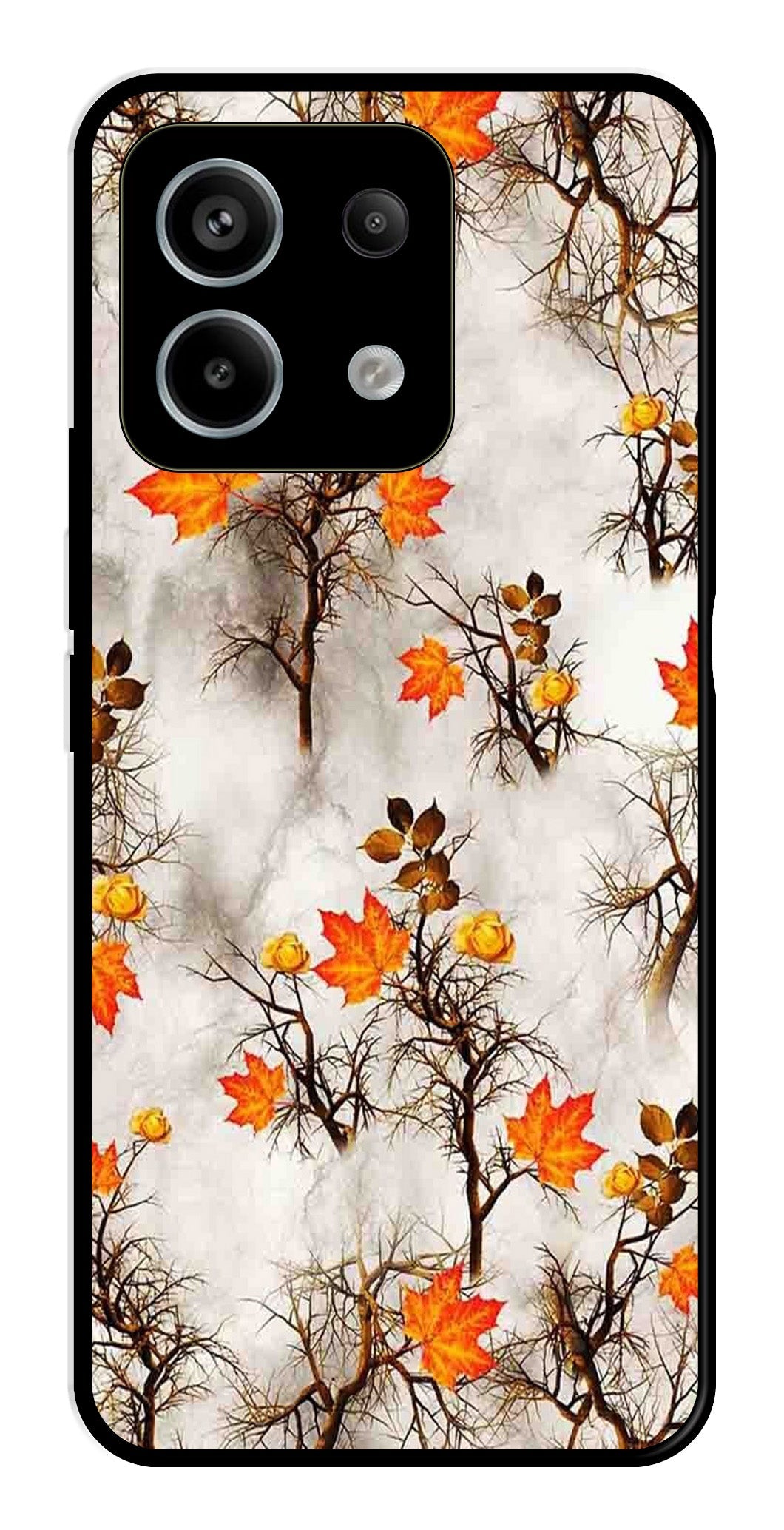 Autumn leaves Metal Mobile Case for Redmi Note 13 5G Autumn leaves Metal Mobile Case for Redmi Note 13 5G (Design No -55)