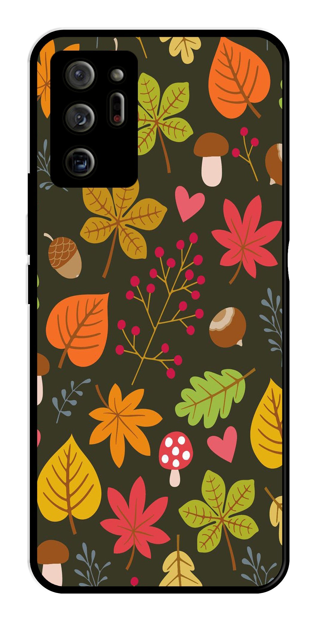 Leaves Design Metal Mobile Case for Samsung Galaxy Note 20 Ultra (Design No -51)