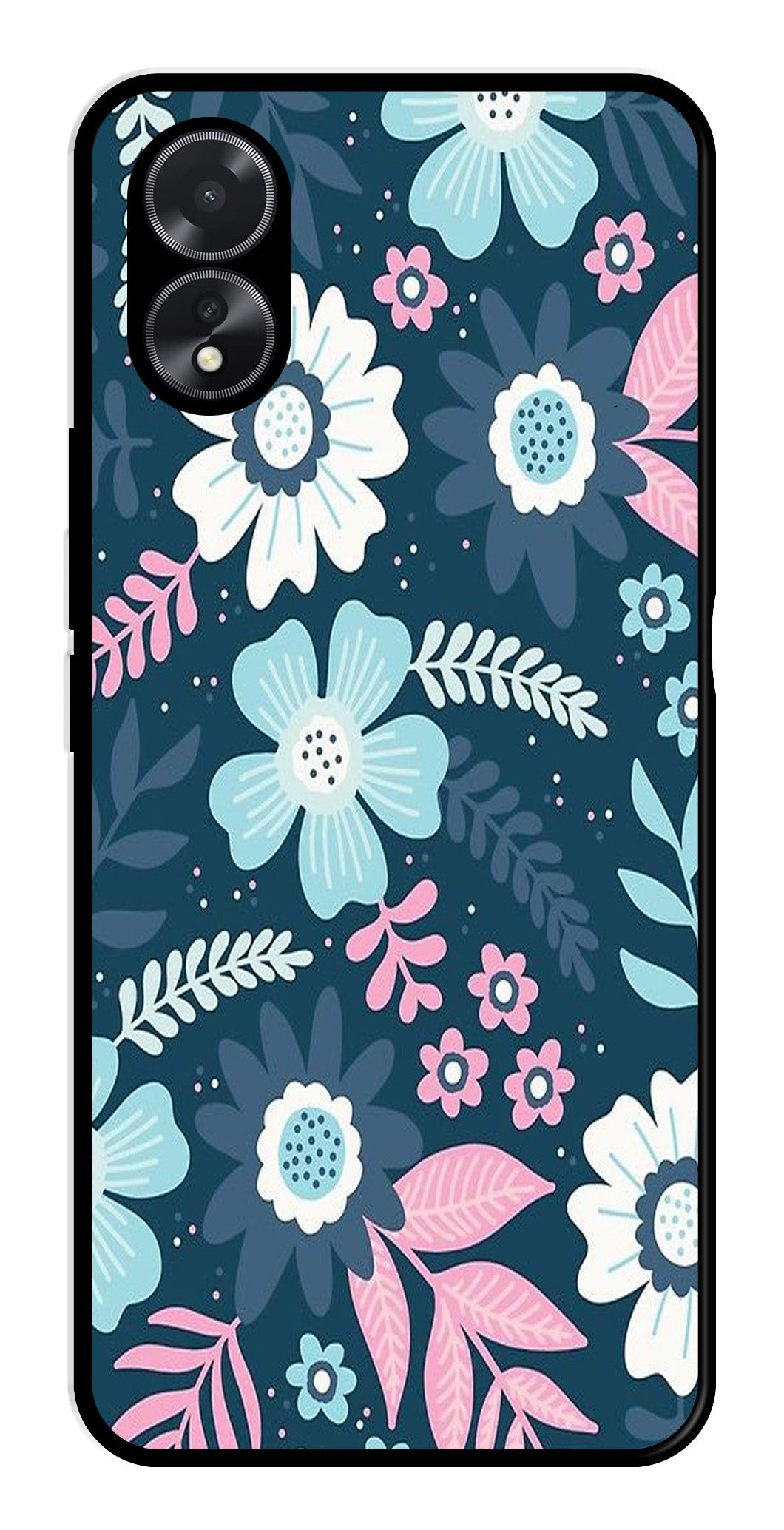 Flower Leaves Design Metal Mobile Case for Oppo A18 (Design No -50)