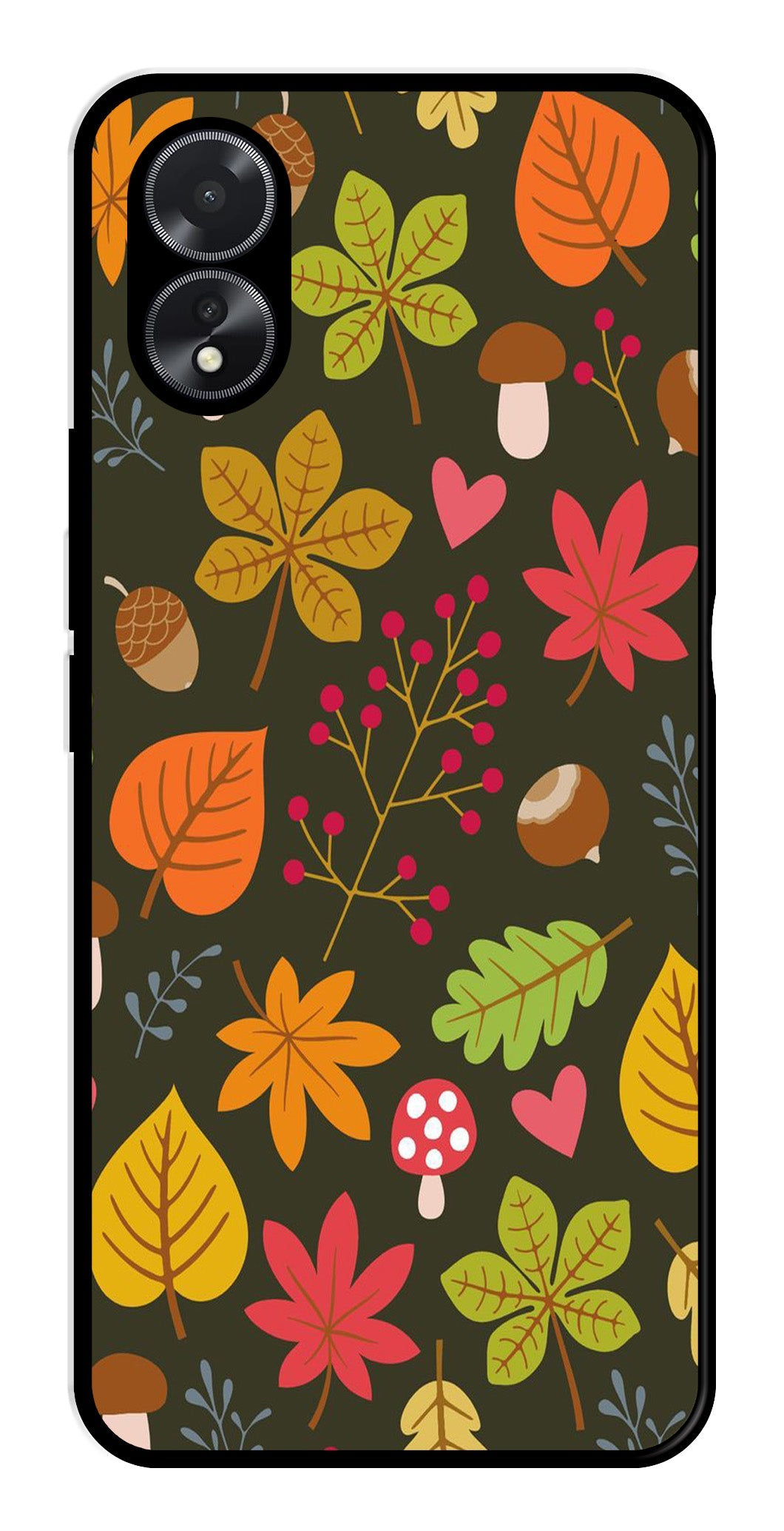 Leaves Design Metal Mobile Case for Oppo A18 (Design No -51)
