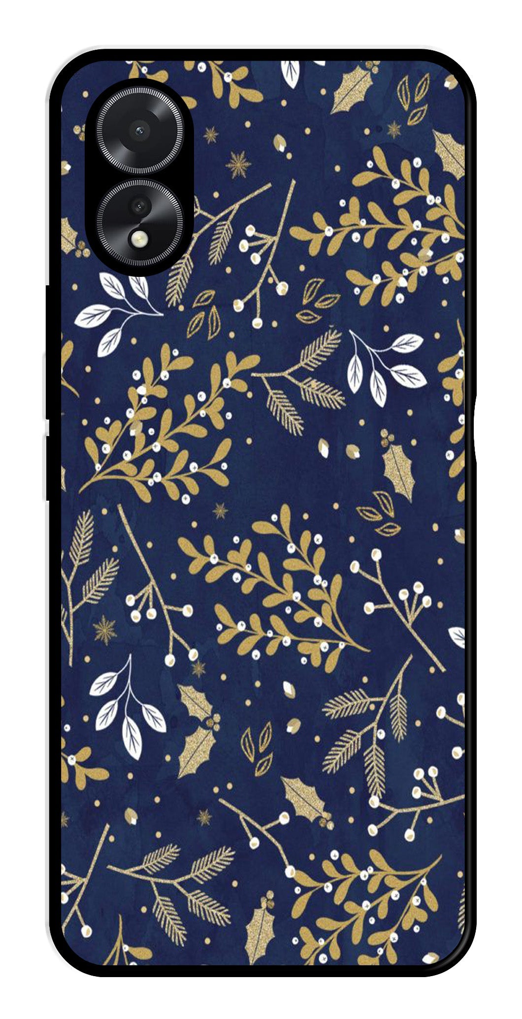 Floral Pattern Metal Mobile Case for Oppo A18 (Design No -52)
