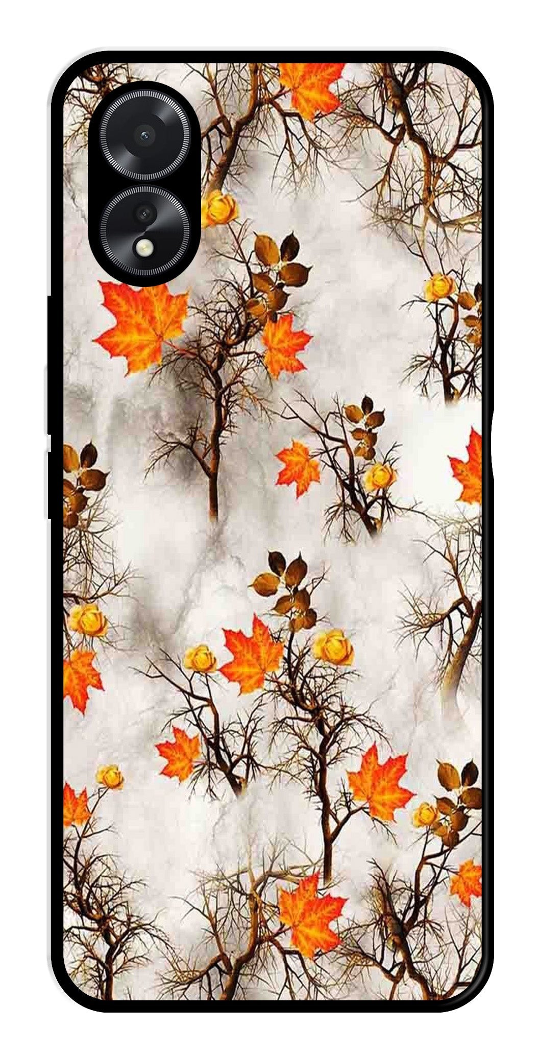 Autumn leaves Metal Mobile Case for Oppo A18 (Design No -55)