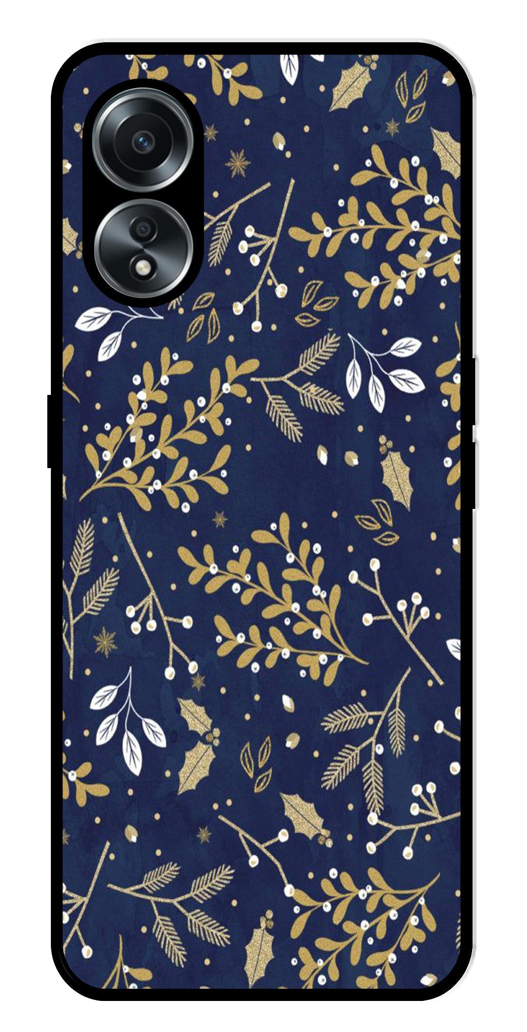 Floral Pattern Metal Mobile Case for Oppo A58 4G (Design No -52)