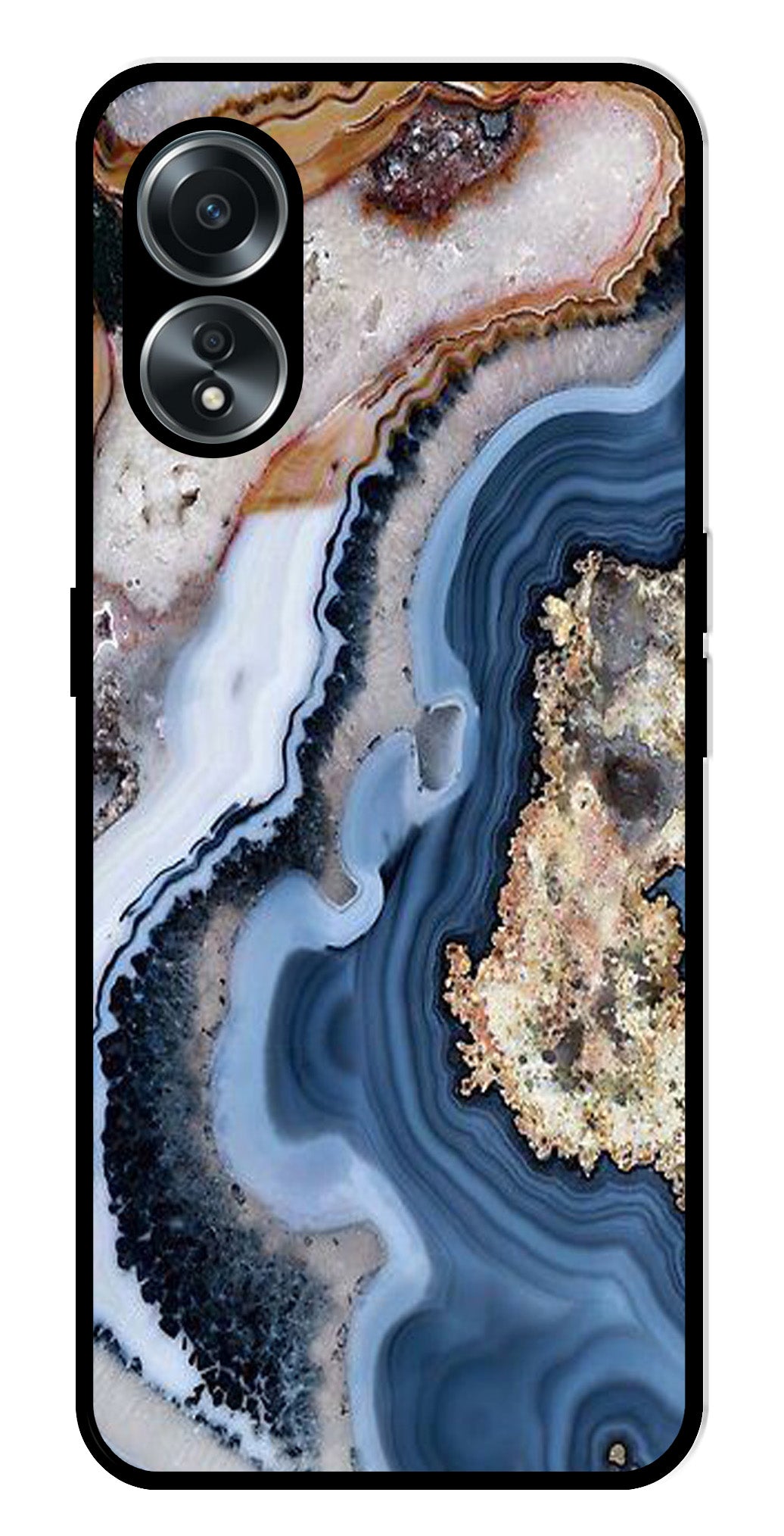 Marble Design Metal Mobile Case for Oppo A58 4G (Design No -53)
