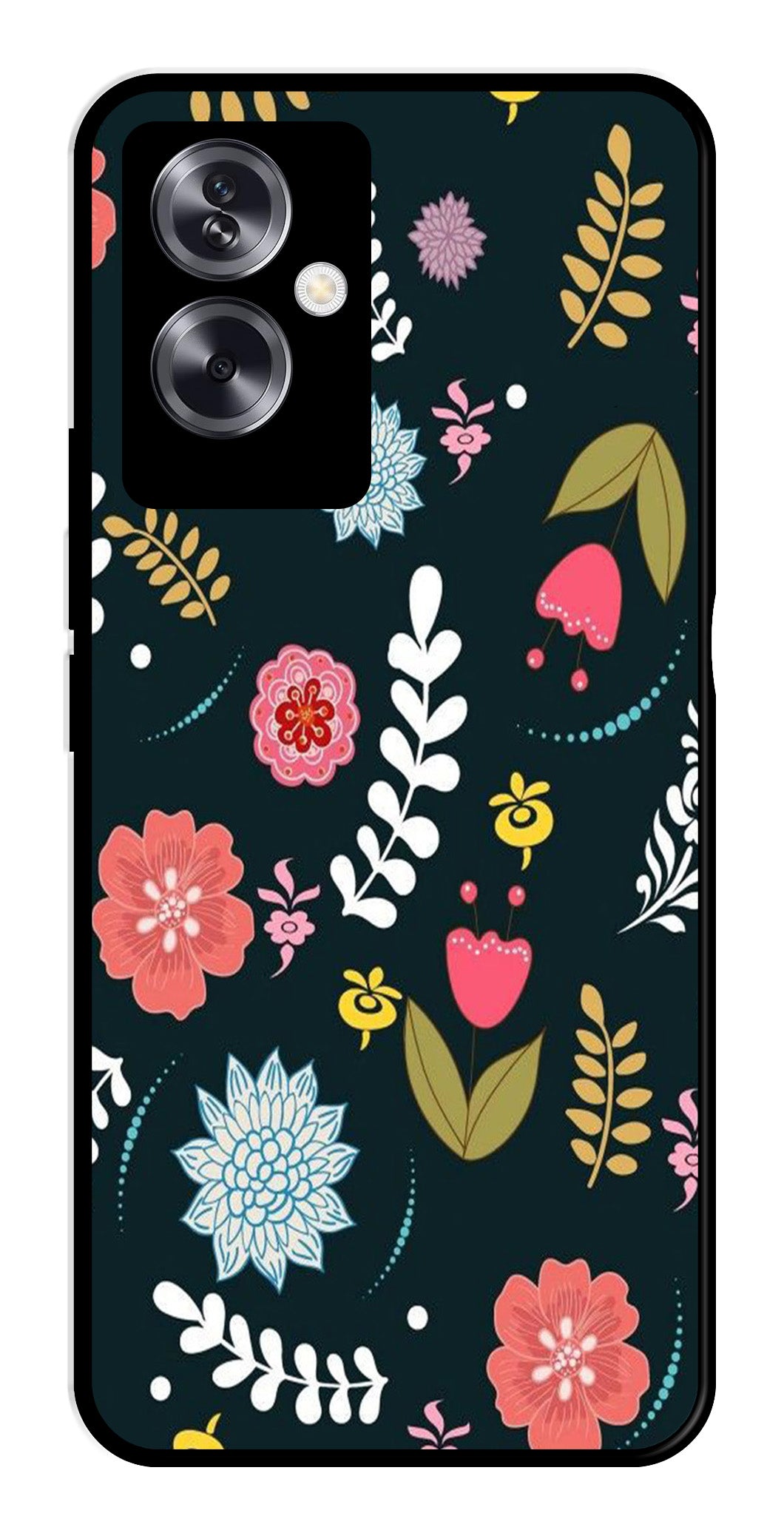 Floral Pattern2 Metal Mobile Case for Oppo A79 5G Floral Pattern2 Metal Mobile Case for Oppo A79 5G (Design No -12)