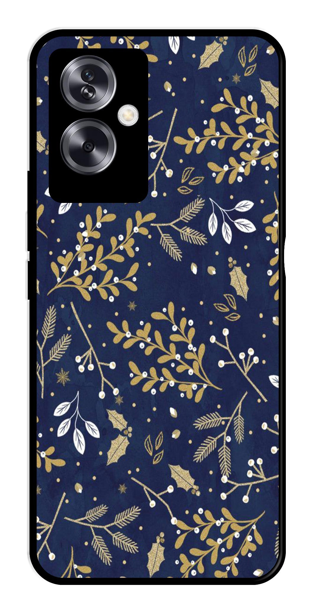 Floral Pattern Metal Mobile Case for Oppo A79 5G (Design No -52)