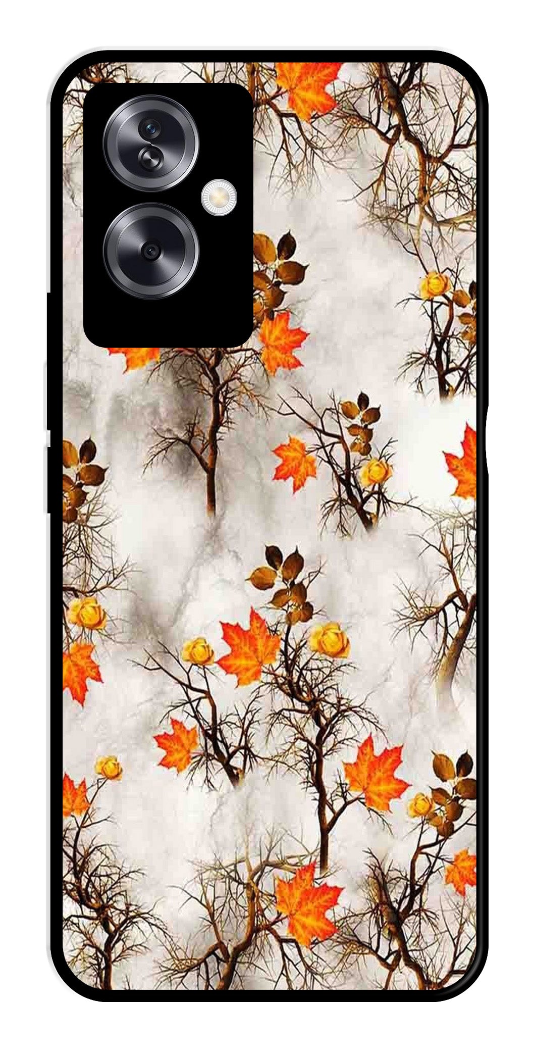 Autumn leaves Metal Mobile Case for Oppo A79 5G (Design No -55)