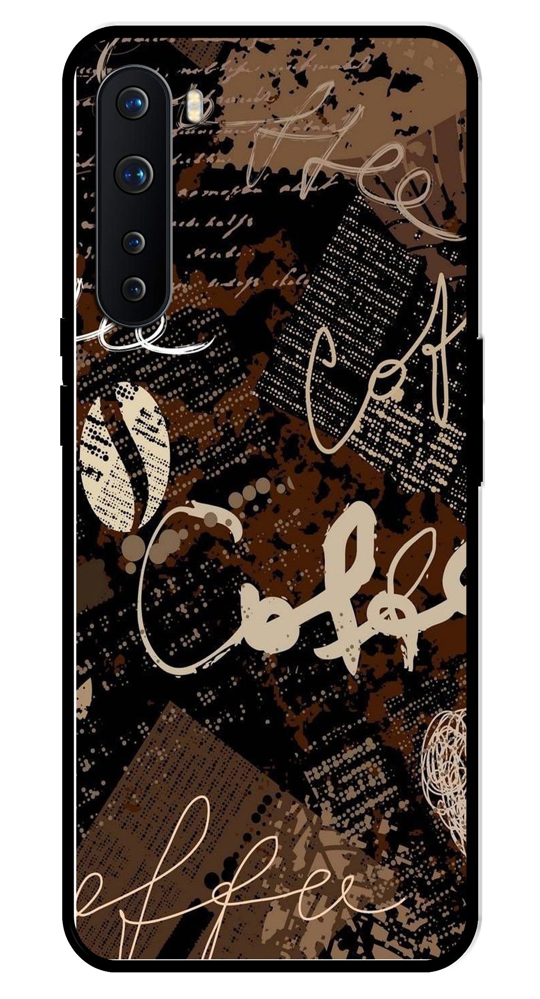 Coffee Pattern Metal Mobile Case for OnePlus Nord Coffee Pattern Metal Mobile Case for OnePlus Nord