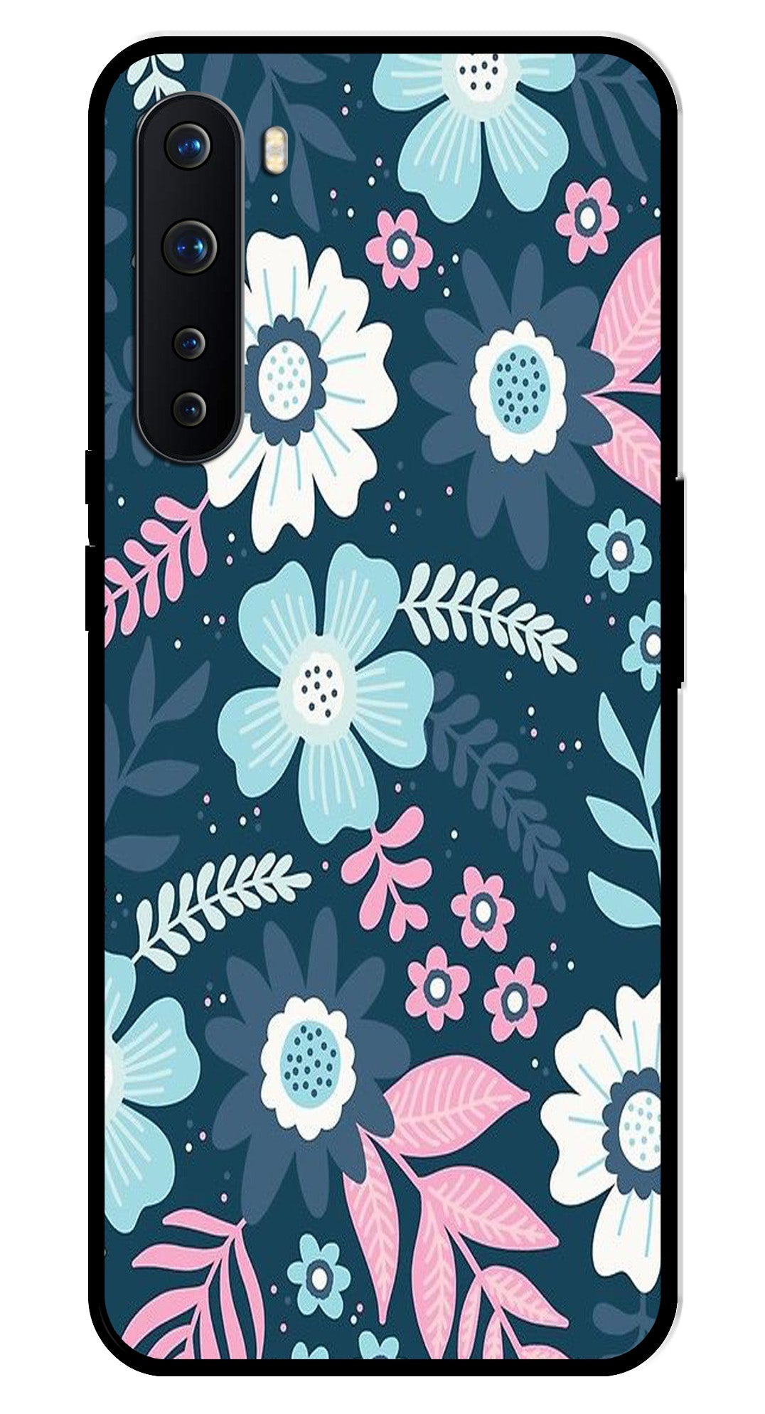 Flower Leaves Design Metal Mobile Case for OnePlus Nord Flower Leaves Design Metal Mobile Case for OnePlus Nord