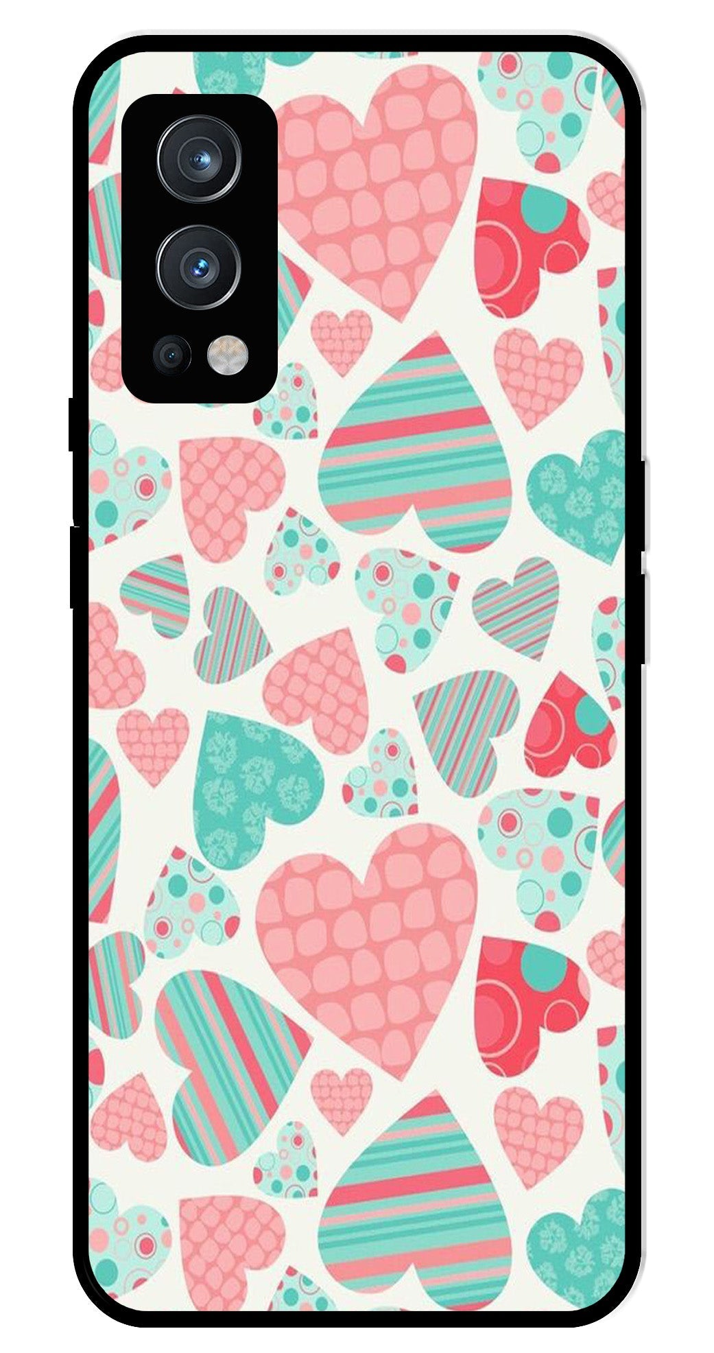 Hearts Pattern Metal Mobile Case for OnePlus Nord 2 5G Hearts Pattern Metal Mobile Case for OnePlus Nord 2 5G