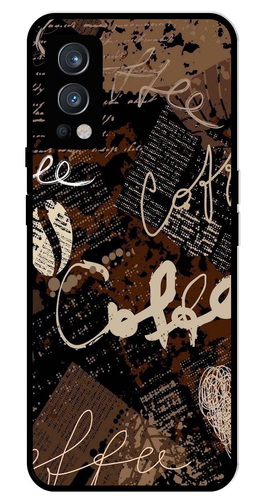 Coffee Pattern Metal Mobile Case for OnePlus Nord 2 5G Coffee Pattern Metal Mobile Case for OnePlus Nord 2 5G