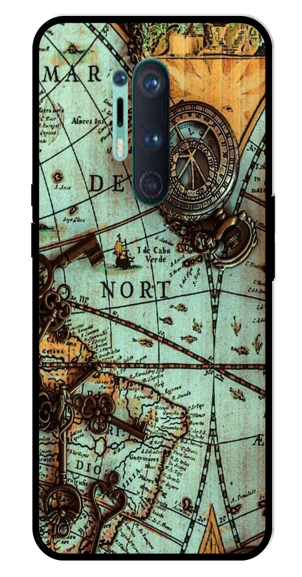 Map Design Metal Mobile Case for OnePlus 8 Pro