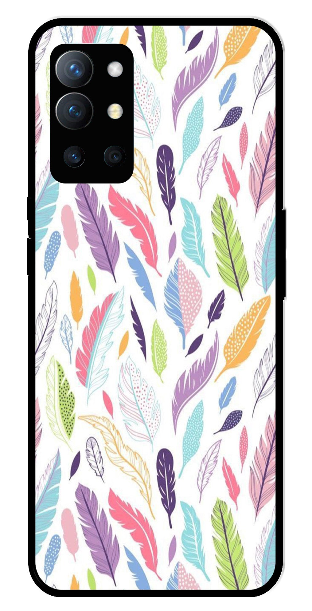 Colorful Feathers Metal Mobile Case for OnePlus 9R Colorful Feathers Metal Mobile Case for OnePlus 9R