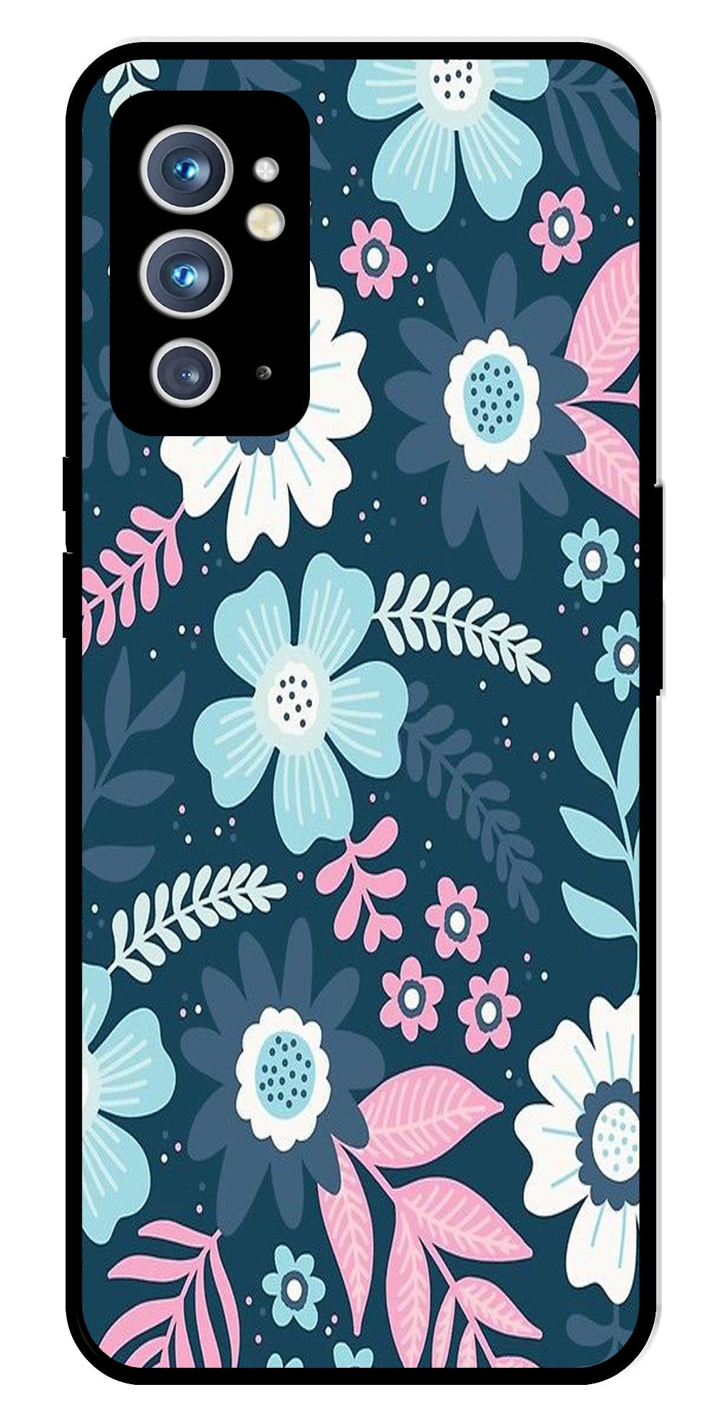 Flower Leaves Design Metal Mobile Case for OnePlus 9RT Flower Leaves Design Metal Mobile Case for OnePlus 9RT