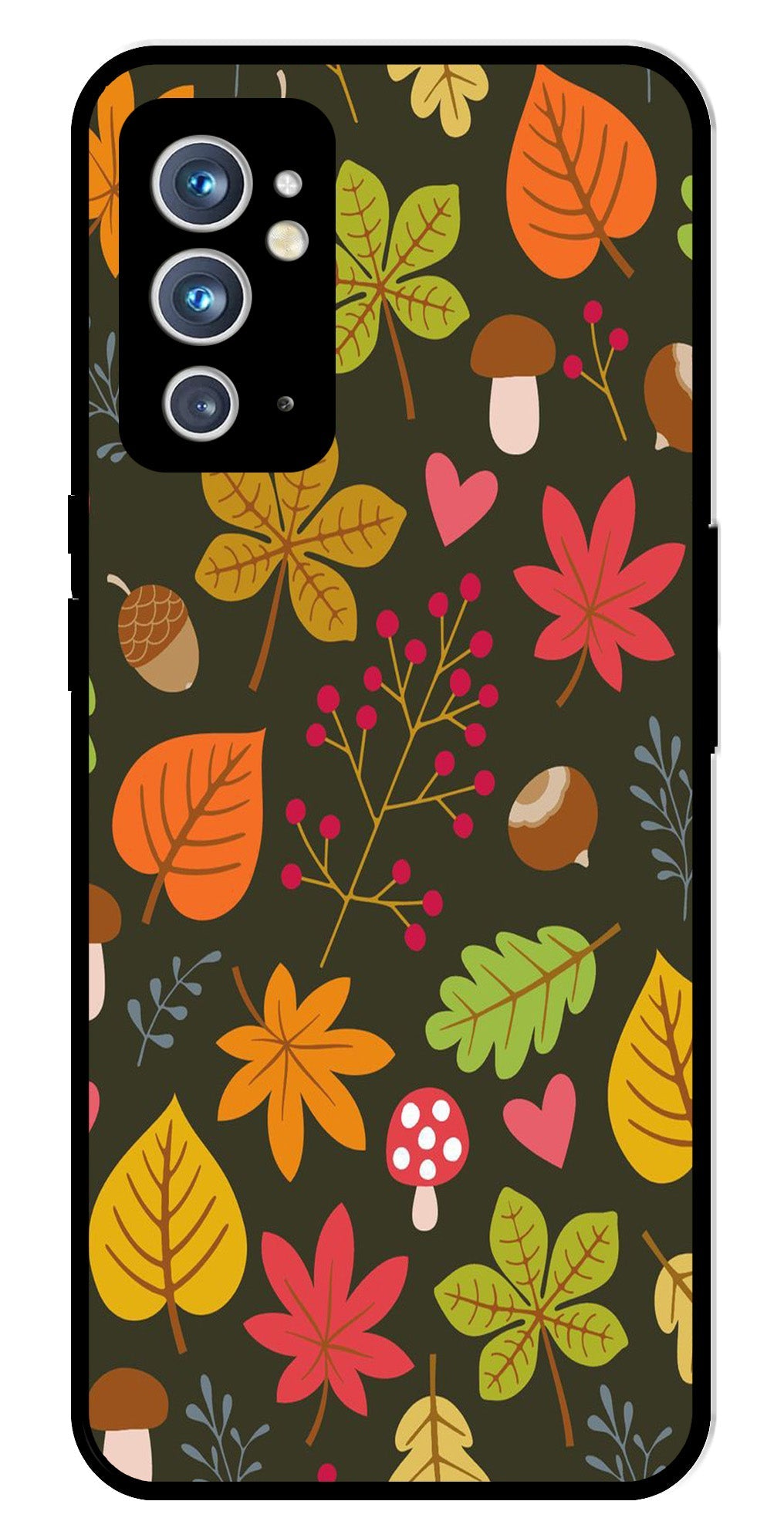 Leaves Design Metal Mobile Case for OnePlus 9RT