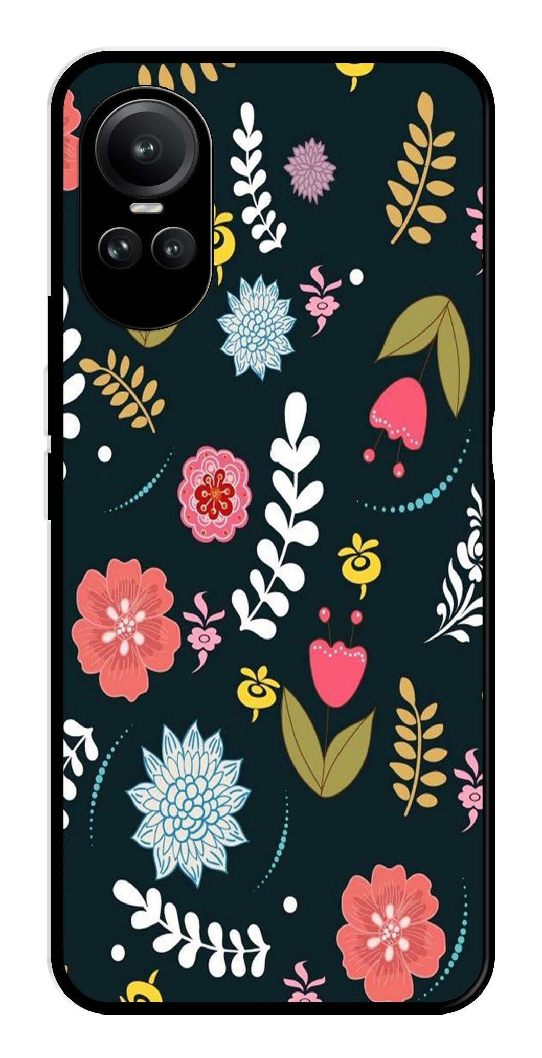 Floral Pattern2 Metal Mobile Case for Oppo Reno 10 Pro 5G Floral Pattern2 Metal Mobile Case for Oppo Reno 10 Pro 5G (Design No -12)