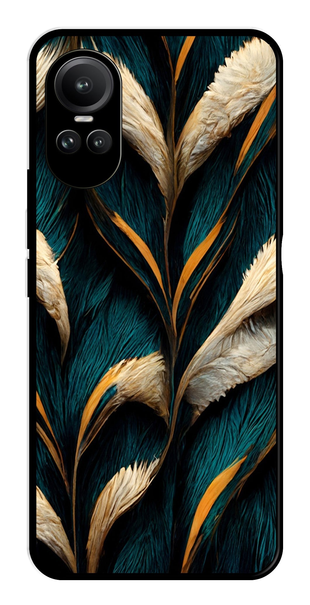 Feathers Metal Mobile Case for Oppo Reno 10 Pro 5G Feathers Metal Mobile Case for Oppo Reno 10 Pro 5G (Design No -30)