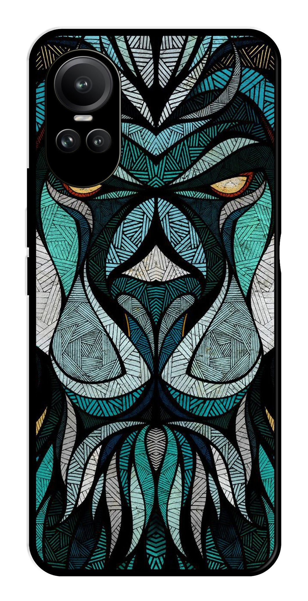 Lion Pattern Metal Mobile Case for Oppo Reno 10 5G Lion Pattern Metal Mobile Case for Oppo Reno 10 5G (Design No -40)