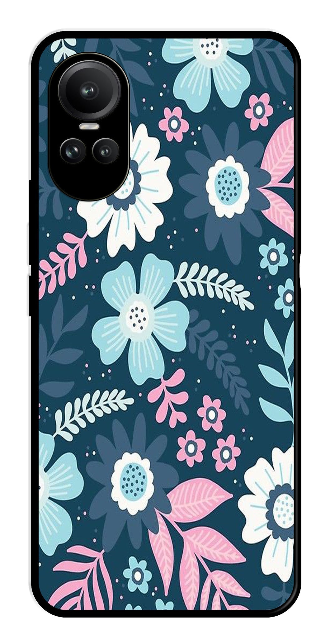 Flower Leaves Design Metal Mobile Case for Oppo Reno 10 5G Flower Leaves Design Metal Mobile Case for Oppo Reno 10 5G (Design No -50)