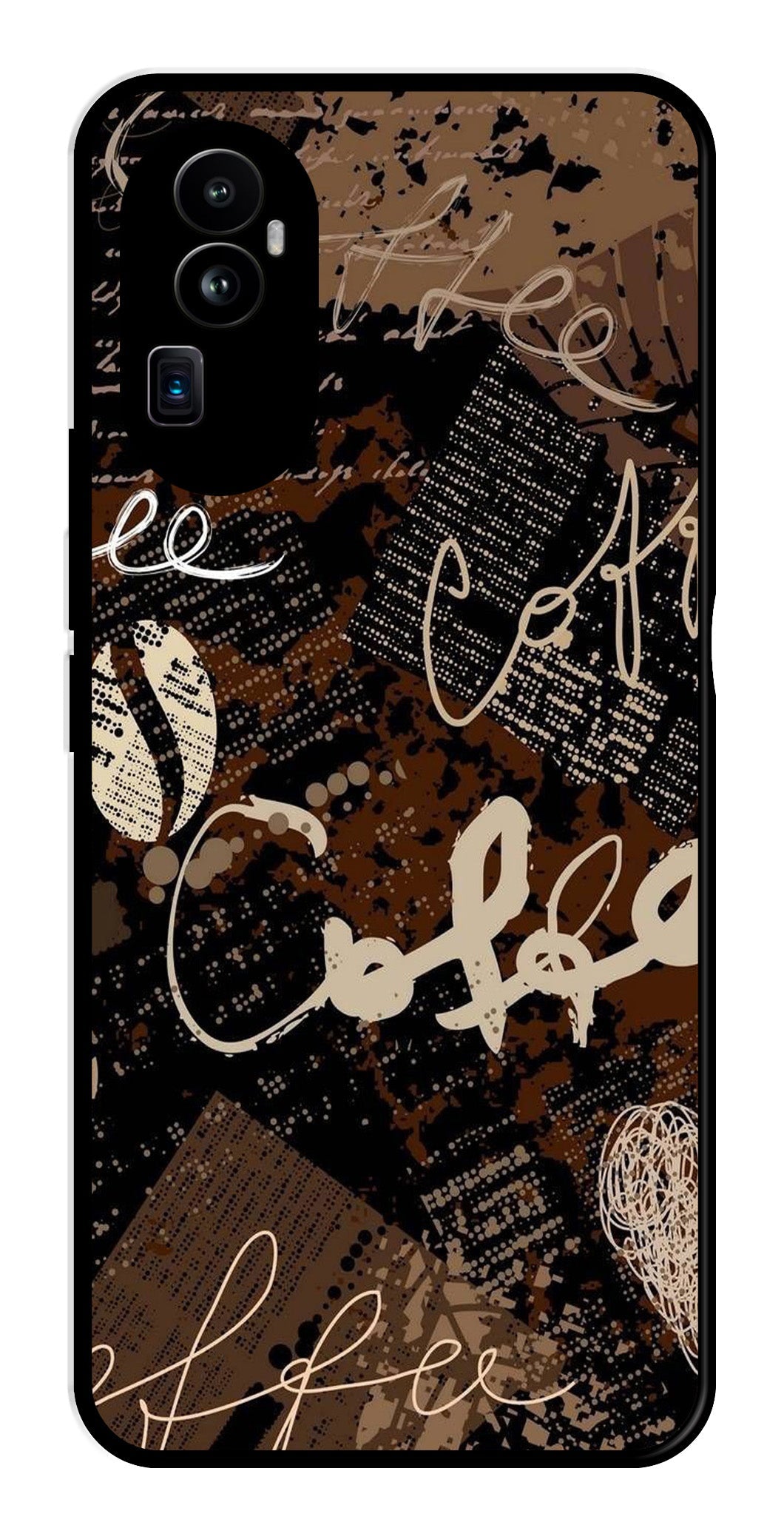 Coffee Pattern Metal Mobile Case for Oppo Reno 10 Pro Plus 5G Coffee Pattern Metal Mobile Case for Oppo Reno 10 Pro Plus 5G (Design No -37)
