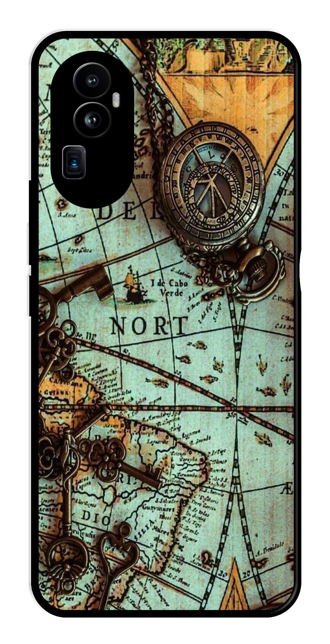 Map Design Metal Mobile Case for Oppo Reno 10 Pro Plus 5G (Design No -54)