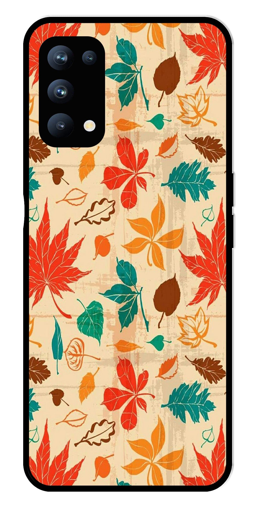 Leafs Design Metal Mobile Case for Oppo Reno 5 Pro 5G (Design No -14)