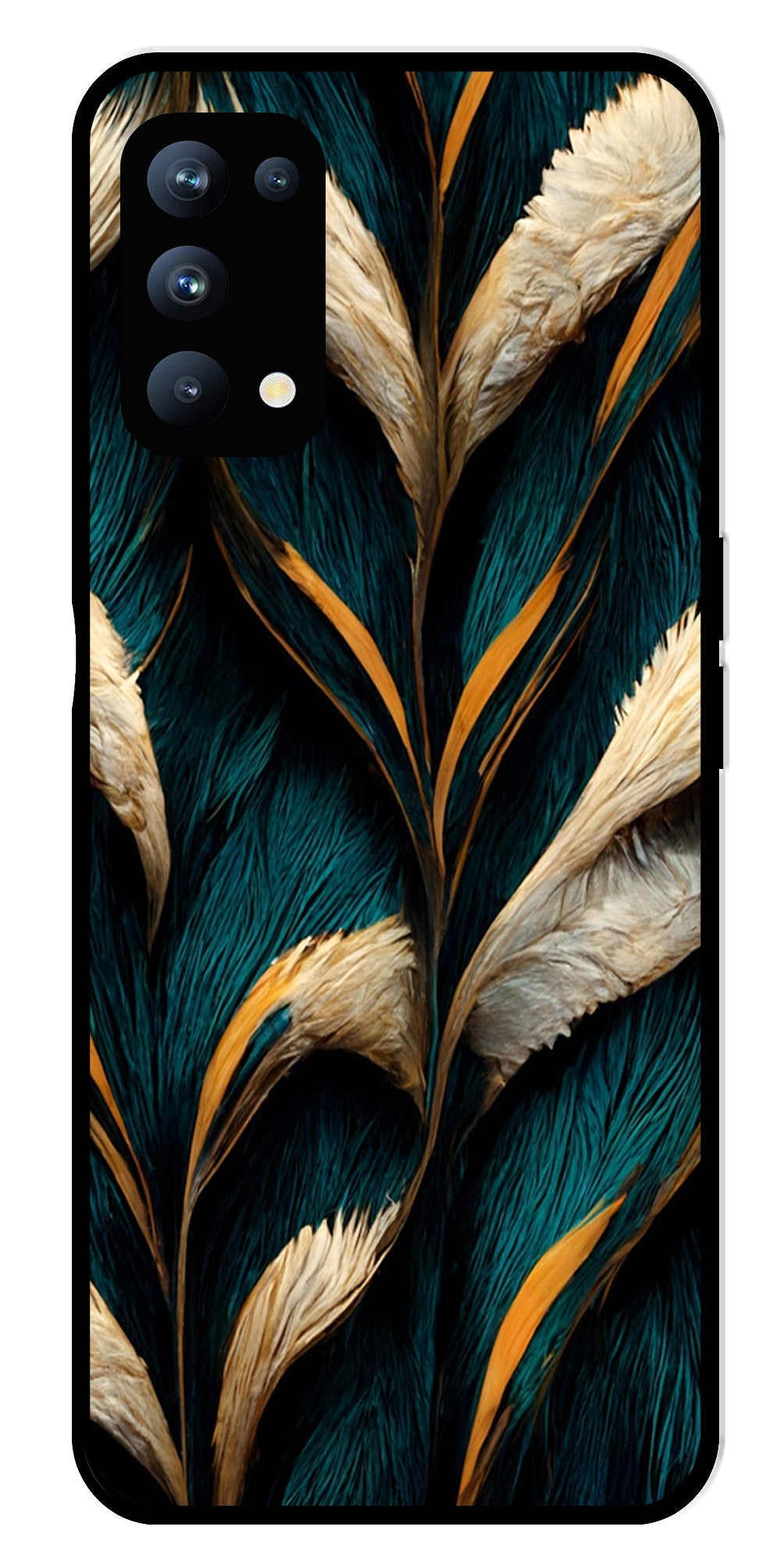 Feathers Metal Mobile Case for Oppo Reno 5 Pro 5G Feathers Metal Mobile Case for Oppo Reno 5 Pro 5G (Design No -30)