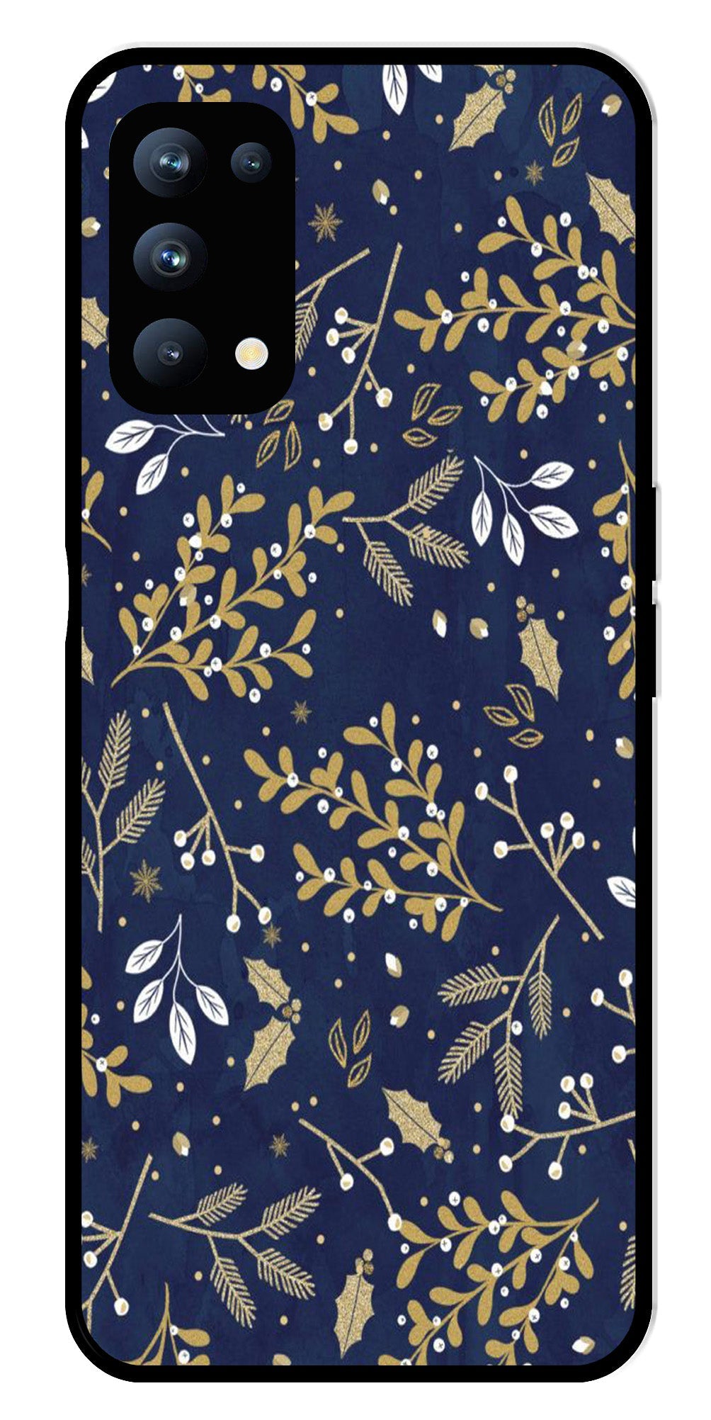 Floral Pattern Metal Mobile Case for Oppo Reno 5 Pro 5G (Design No -52)