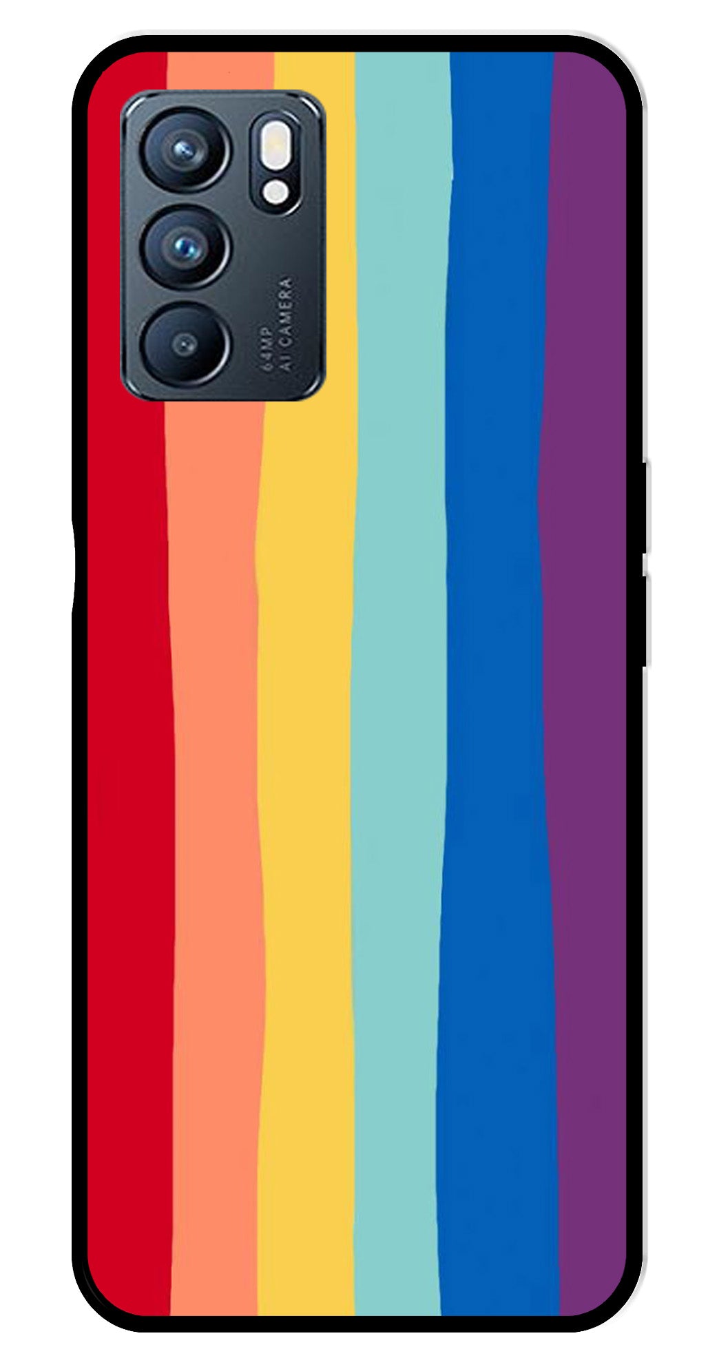 Rainbow MultiColor Metal Mobile Case for Oppo Reno 6 5G Rainbow MultiColor Metal Mobile Case for Oppo Reno 6 5G (Design No -03)