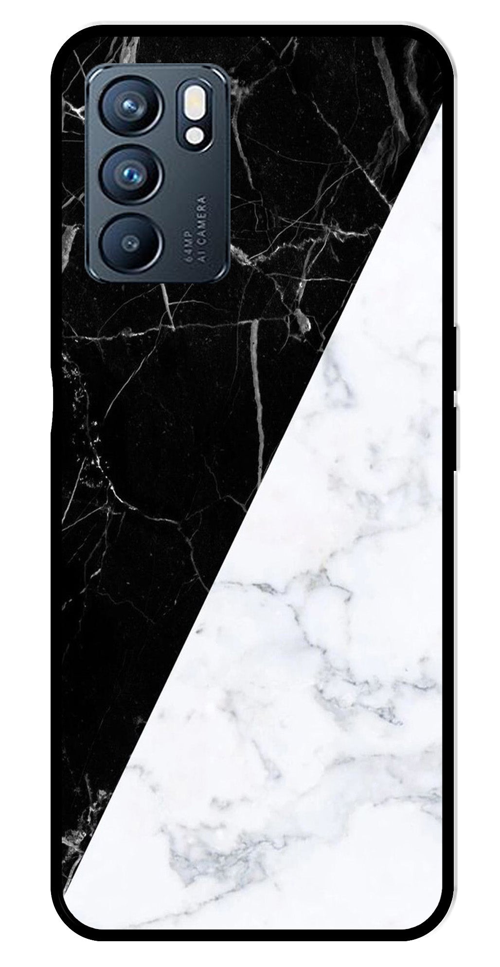 Black White Marble Design Metal Mobile Case for Oppo Reno 6 5G Black White Marble Design Metal Mobile Case for Oppo Reno 6 5G (Design No -09)