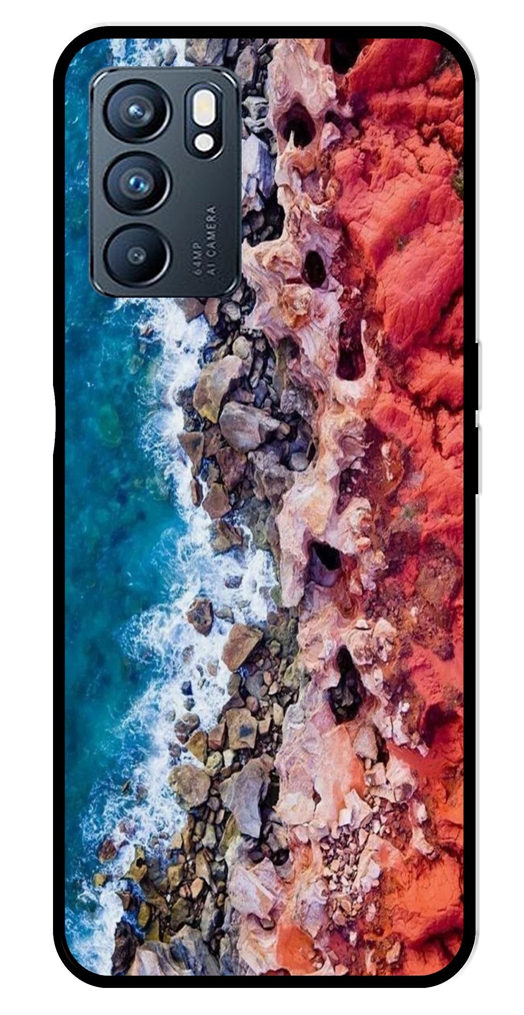 Sea Shore Metal Mobile Case for Oppo Reno 6 5G Sea Shore Metal Mobile Case for Oppo Reno 6 5G (Design No -18)