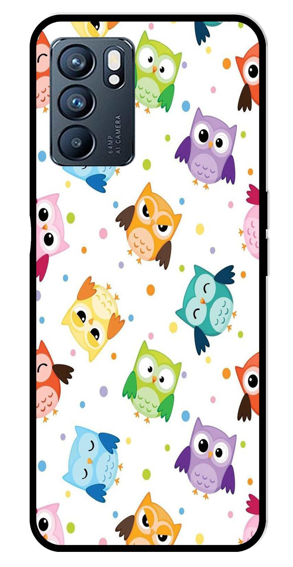 Owls Pattern Metal Mobile Case for Oppo Reno 6 5G Owls Pattern Metal Mobile Case for Oppo Reno 6 5G (Design No -20)