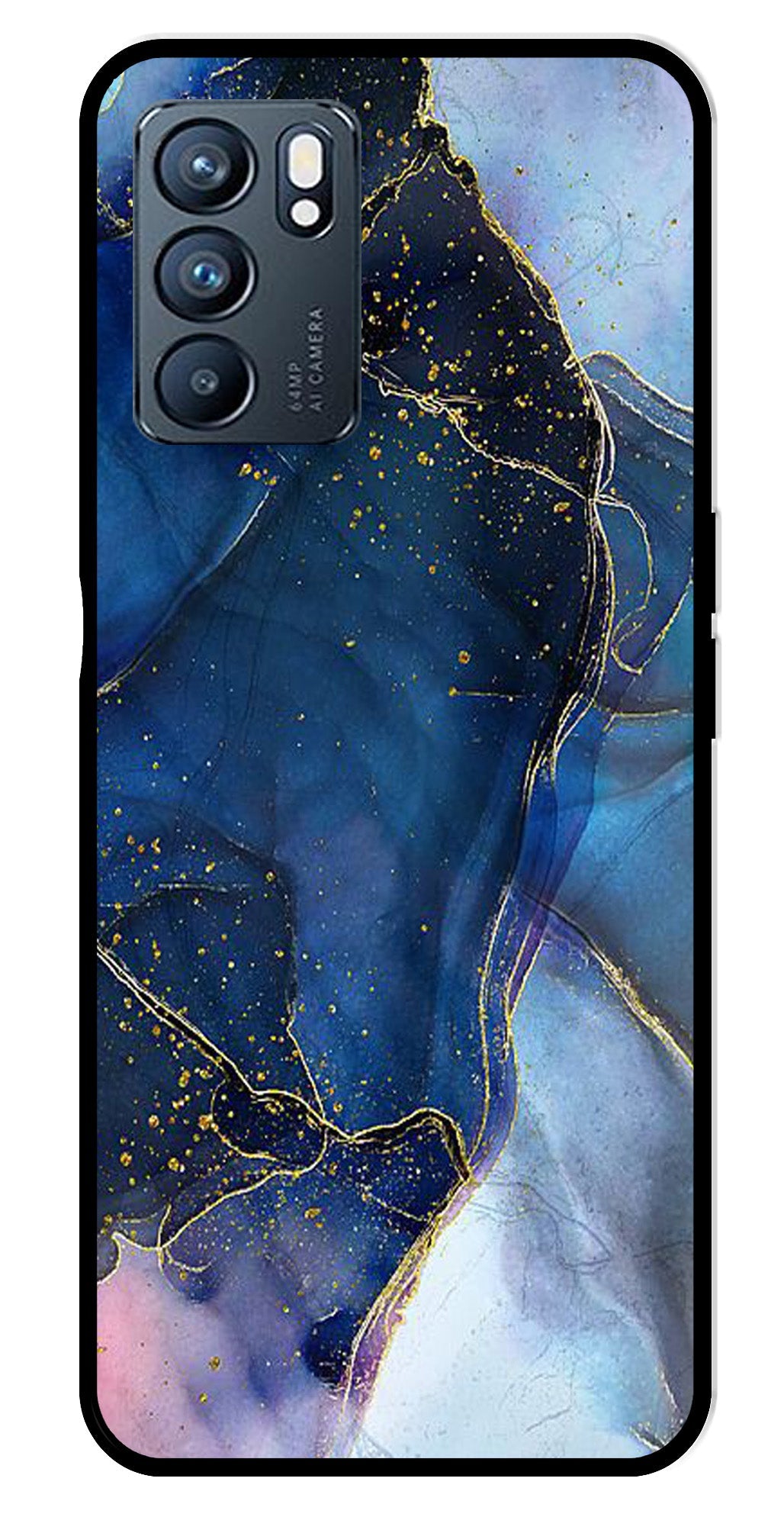 Blue Marble Metal Mobile Case for Oppo Reno 6 5G Blue Marble Metal Mobile Case for Oppo Reno 6 5G (Design No -34)