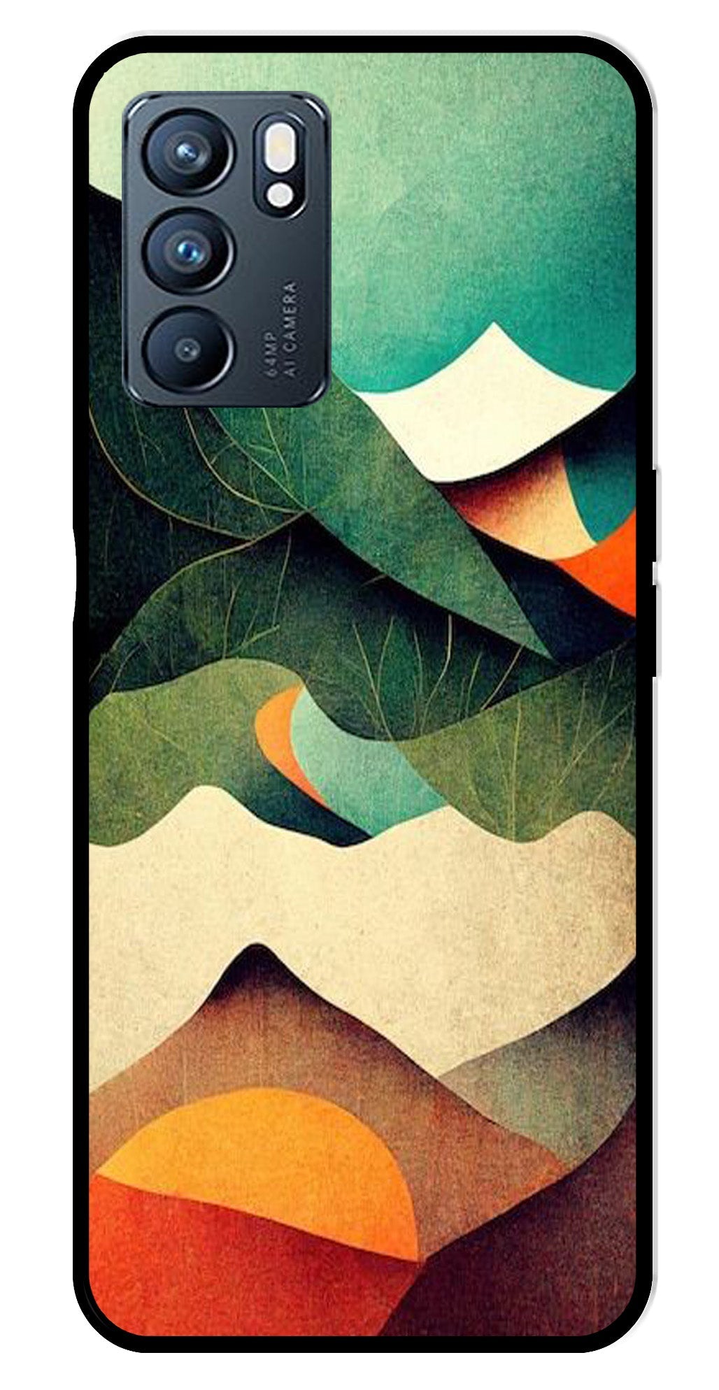 MultiColor Pattern Metal Mobile Case for Oppo Reno 6 5G MultiColor Pattern Metal Mobile Case for Oppo Reno 6 5G (Design No -43)