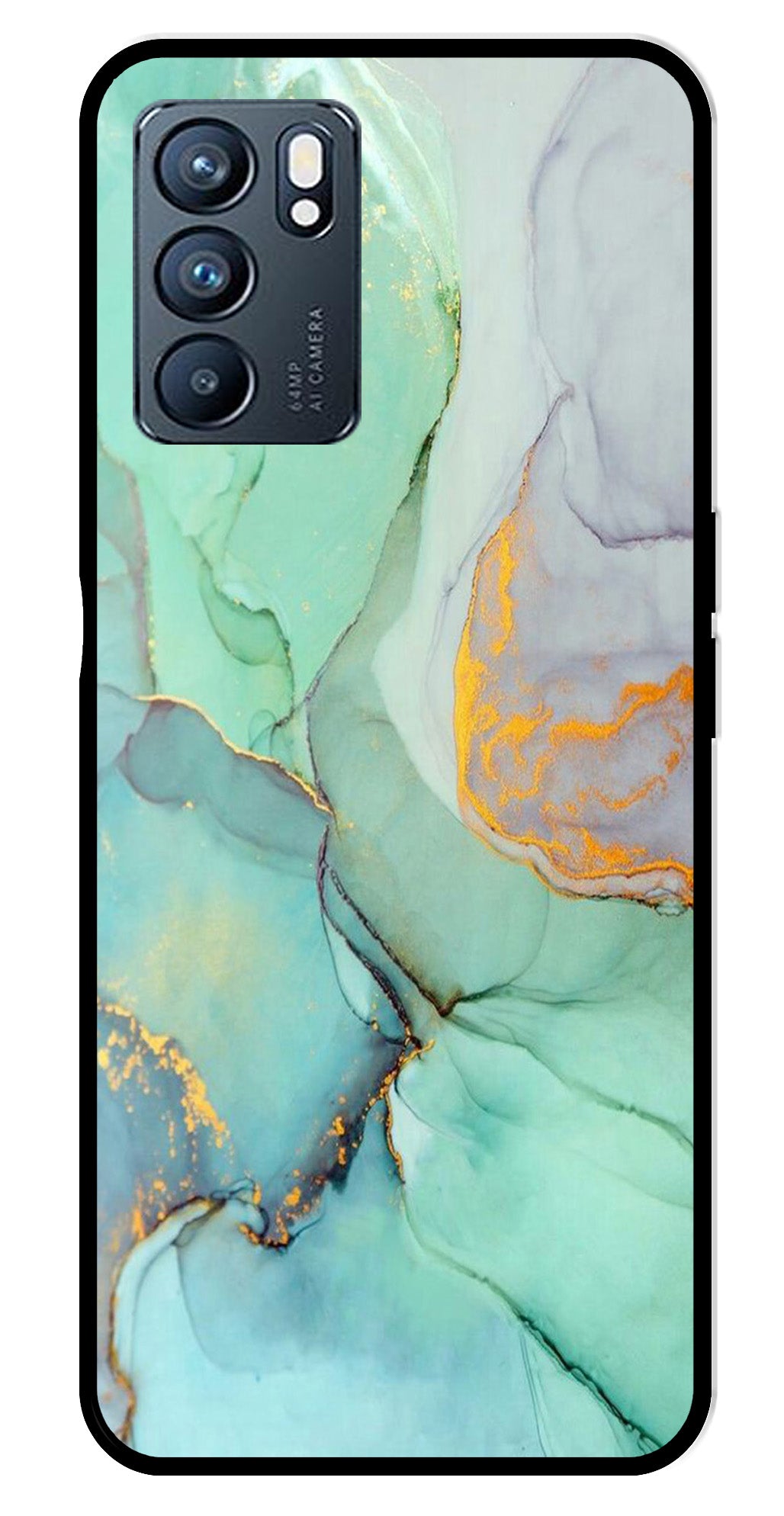 Marble Design Metal Mobile Case for Oppo Reno 6 5G Marble Design Metal Mobile Case for Oppo Reno 6 5G (Design No -46)