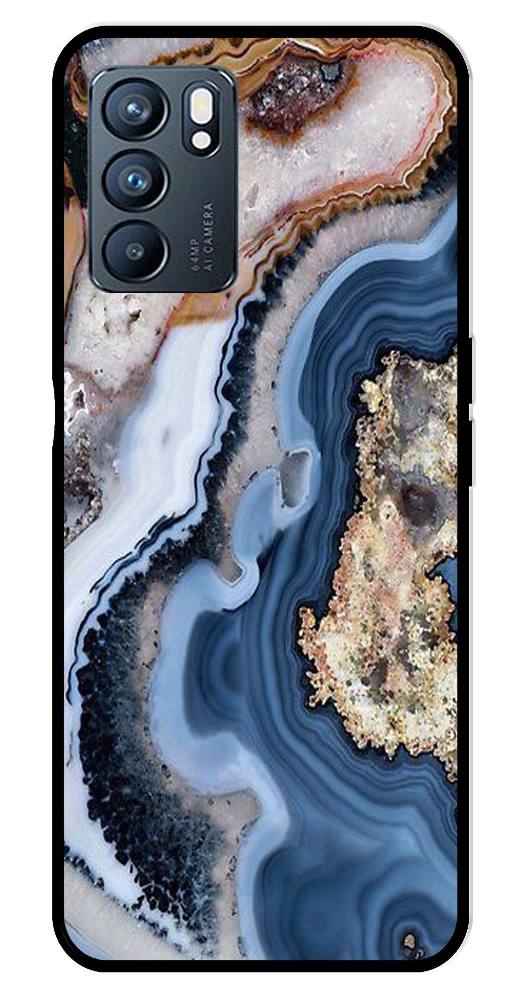 Marble Design Metal Mobile Case for Oppo Reno 6 5G (Design No -53)