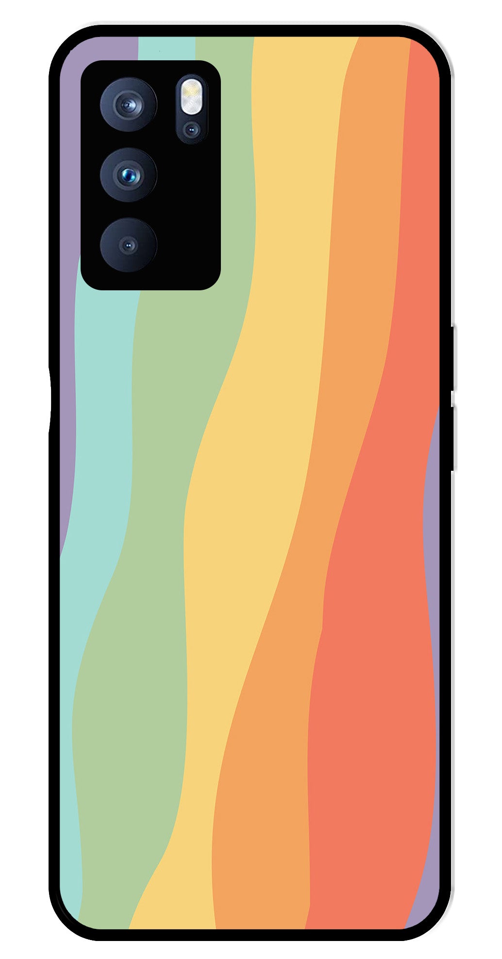 Muted Rainbow Metal Mobile Case for Oppo Reno 6 Pro 5G Muted Rainbow Metal Mobile Case for Oppo Reno 6 Pro 5G (Design No -02)