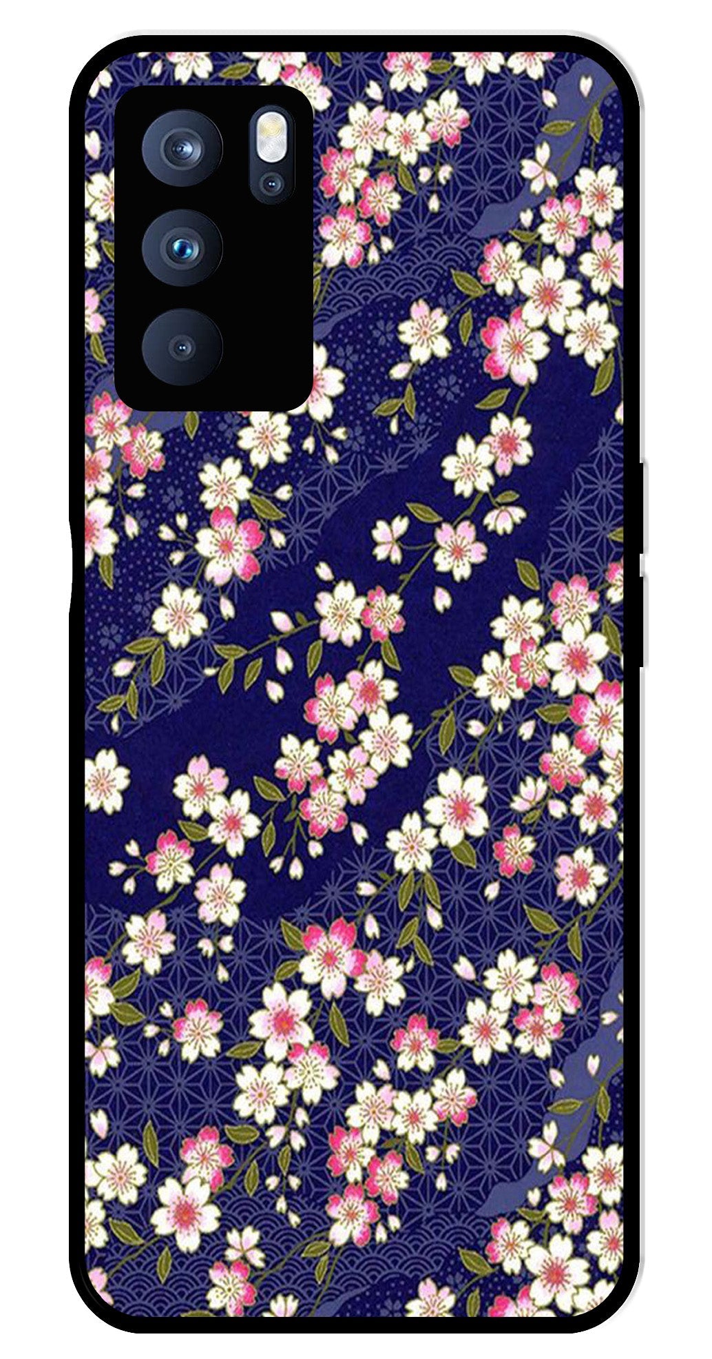 Flower Design Metal Mobile Case for Oppo Reno 6 Pro 5G Flower Design Metal Mobile Case for Oppo Reno 6 Pro 5G (Design No -25)