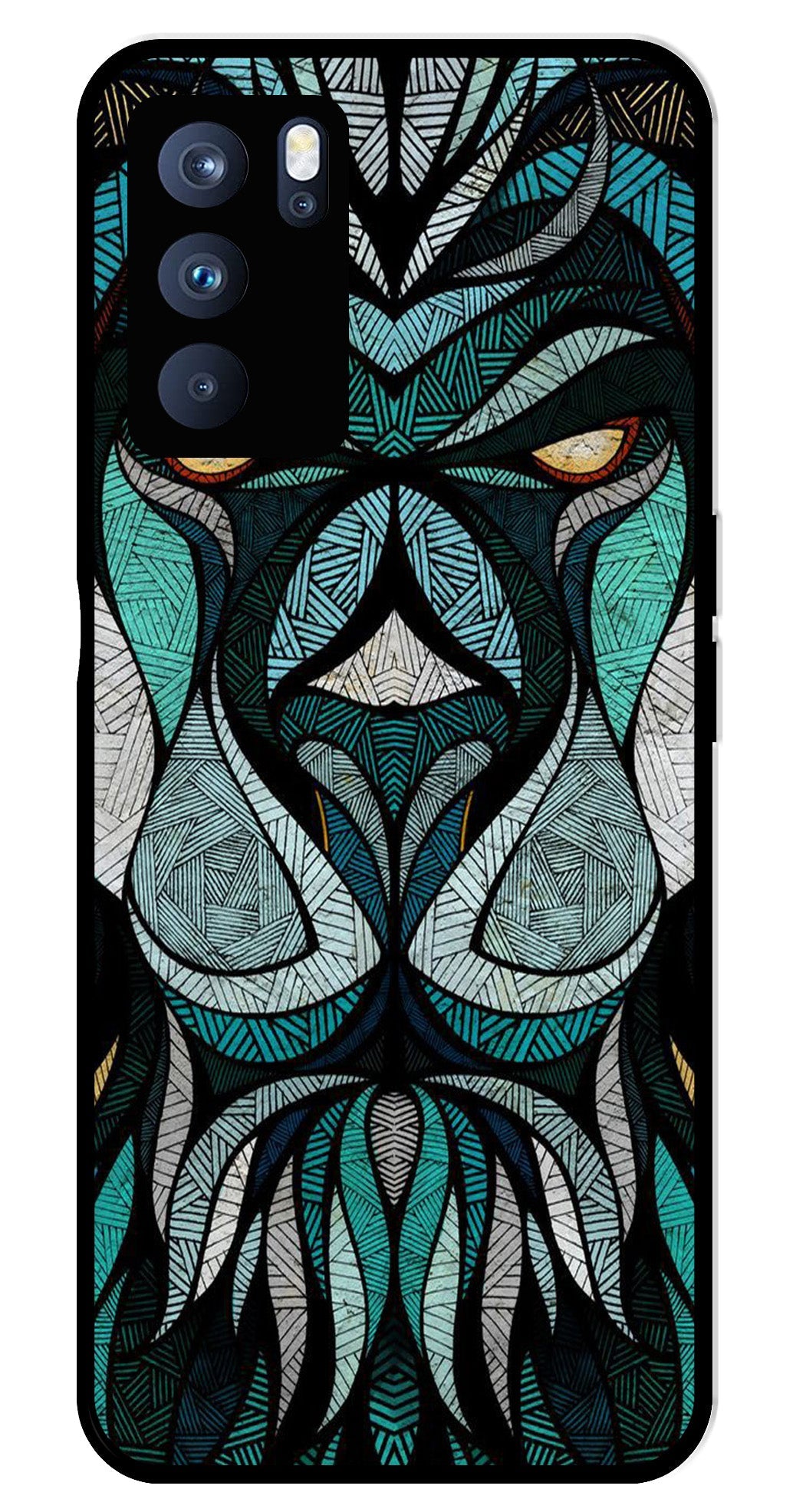 Lion Pattern Metal Mobile Case for Oppo Reno 6 Pro 5G Lion Pattern Metal Mobile Case for Oppo Reno 6 Pro 5G (Design No -40)