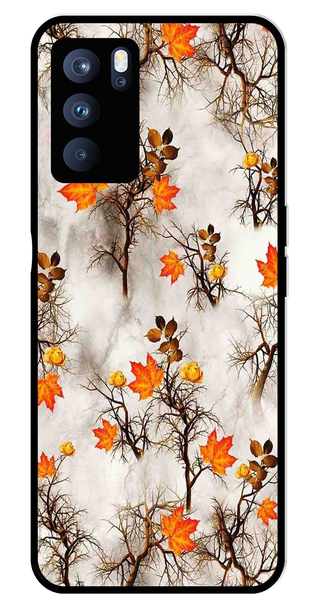 Autumn leaves Metal Mobile Case for Oppo Reno 6 Pro 5G (Design No -55)