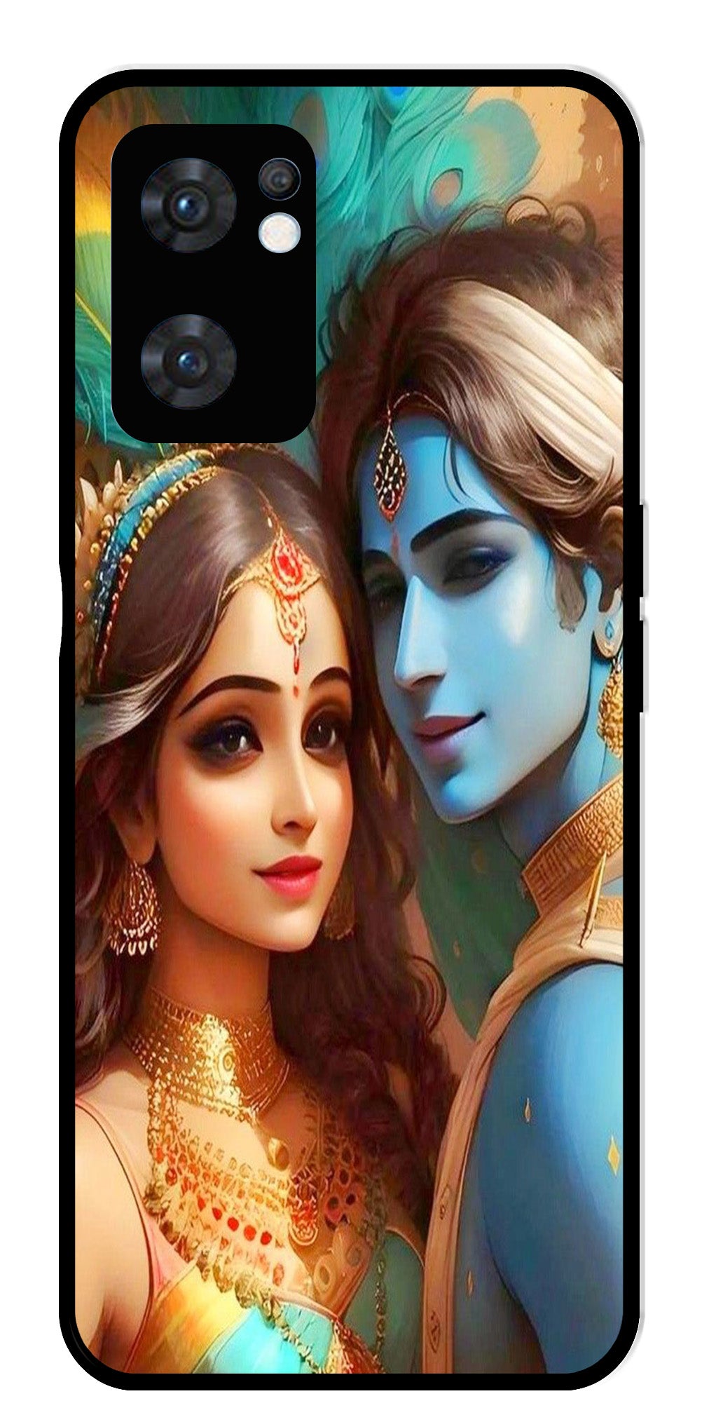 Lord Radha Krishna Metal Mobile Case for Oppo Reno 7 5G Lord Radha Krishna Metal Mobile Case for Oppo Reno 7 5G (Design No -01)