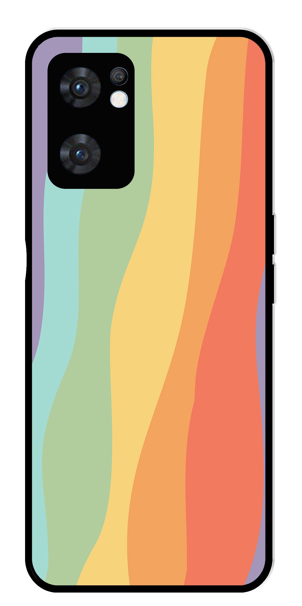 Muted Rainbow Metal Mobile Case for Oppo Reno 7 5G Muted Rainbow Metal Mobile Case for Oppo Reno 7 5G (Design No -02)