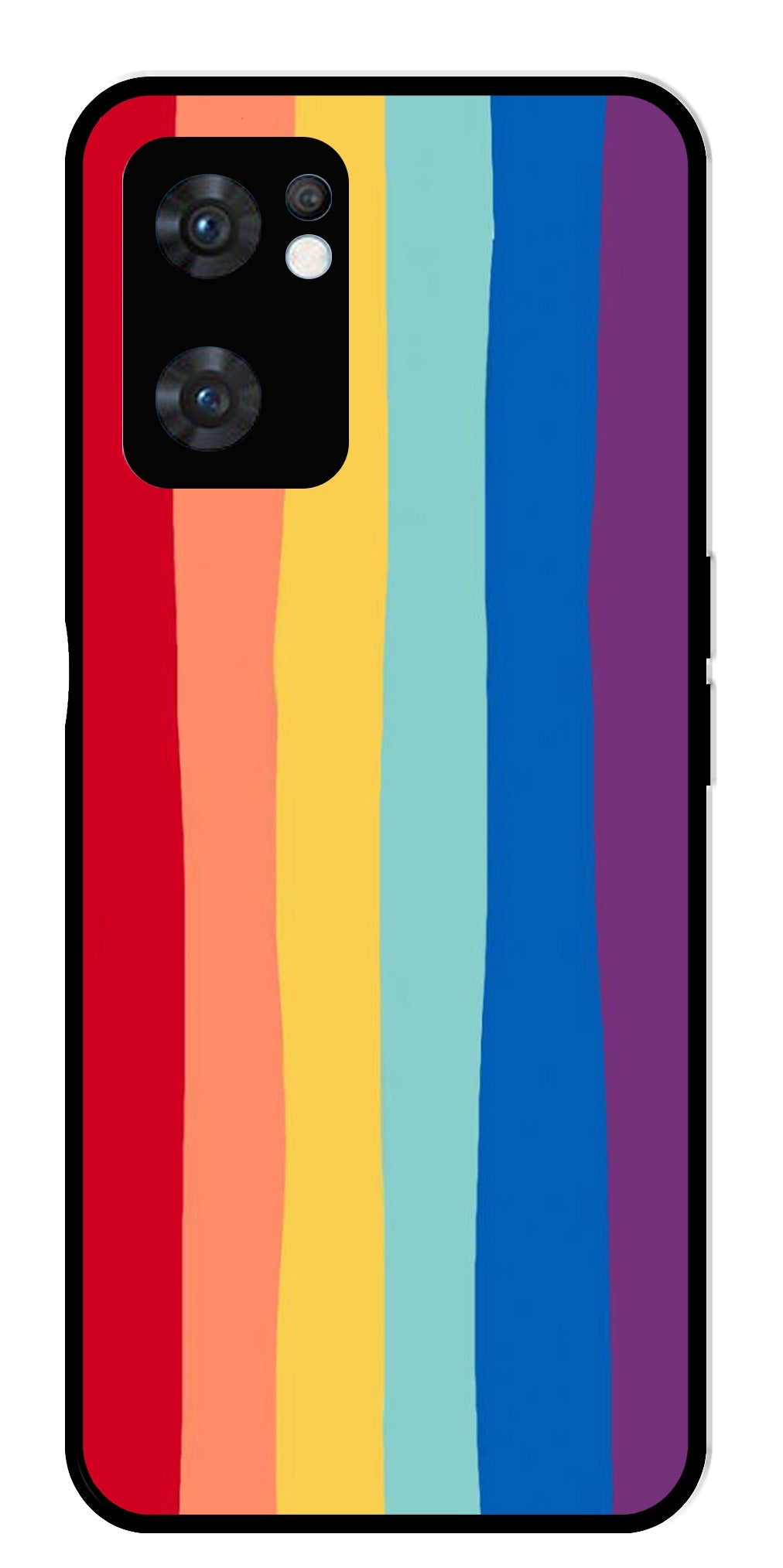 Rainbow MultiColor Metal Mobile Case for Oppo Reno 7 5G Rainbow MultiColor Metal Mobile Case for Oppo Reno 7 5G (Design No -03)